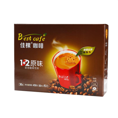 佳棵咖啡1+2 原味即溶速溶咖啡三合一袋装办公提神特纯香浓速溶咖啡粉送杯勺