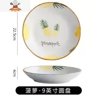 盘子菜盘家用陶瓷碟子餐盘创意水果盘方形网红菜碟日式餐具套装 菠萝9英寸(圆盘)2个装 敬平