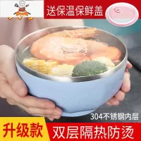 304不锈钢碗筷套装家用学生创意单个一人儿童防摔饭碗碟餐具套装 304不锈钢大碗蓝 敬平