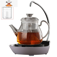 蒸茶壶玻璃蒸汽煮茶器家用茶具套装电陶炉煮茶壶烧水壶煮茶炉 C款蒸茶壶(双胆)加黑白抽水电陶炉送4杯 敬平