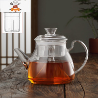 蒸茶壶玻璃蒸汽煮茶器家用茶具套装电陶炉煮茶壶烧水壶煮茶炉 C款蒸茶壶单壶1100毫升(双内胆) 敬平