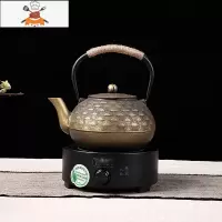 大容量铸铁壶生铁壶烧水茶壶煮茶壶烧水壶泡茶壶带茶网 1.8L松针古铜电陶炉套装 敬平