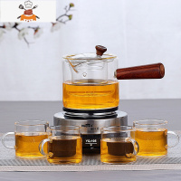 煮茶器玻璃煮茶壶小型养生壶电热茶炉加热烧水泡茶壶家用茶具套装 500毫升侧把壶+电热炉+4个带把杯 敬平