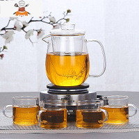 煮茶器玻璃煮茶壶小型养生壶电热茶炉加热烧水泡茶壶家用茶具套装 600毫升企鹅壶+电热炉+4个带把杯 敬平
