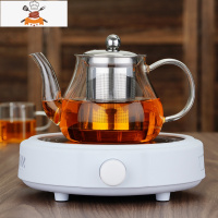煮茶器玻璃煮茶壶小型养生壶电热茶炉加热烧水泡茶壶家用茶具套装 长嘴壶+白色电陶炉+4个带把杯 敬平