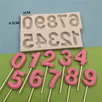 敬平(JING PING)烘焙0-9大号数字液态硅胶模具棒棒糖翻糖蛋糕蝴蝶结礼帽生日模具 0-9数字模具[纹路款]送棒棒