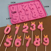 敬平(JING PING)烘焙0-9大号数字液态硅胶模具棒棒糖翻糖蛋糕蝴蝶结礼帽生日模具 0-9数字模具[蝴蝶结款]送棒