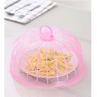 敬平(JING PING)菜罩餐桌饭菜罩防蚊蝇盖手提食物家用小号塑料圆形可重叠收纳马脸 6个粉色菜罩饭罩