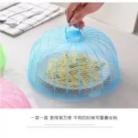 敬平(JING PING)菜罩餐桌饭菜罩防蚊蝇盖手提食物家用小号塑料圆形可重叠收纳马脸 6个蓝色菜罩饭罩