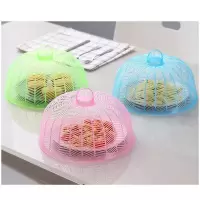 敬平(JING PING)菜罩餐桌饭菜罩防蚊蝇盖手提食物家用小号塑料圆形可重叠收纳马脸 3绿3蓝饭罩
