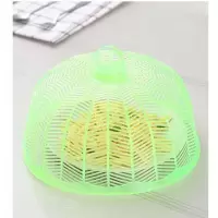 敬平(JING PING)菜罩餐桌饭菜罩防蚊蝇盖手提食物家用小号塑料圆形可重叠收纳马脸 3个绿色菜罩饭罩