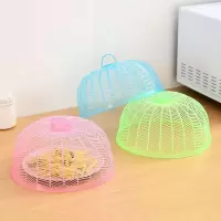 敬平(JING PING)菜罩餐桌饭菜罩防蚊蝇盖手提食物家用小号塑料圆形可重叠收纳马脸 1粉1绿1蓝饭罩