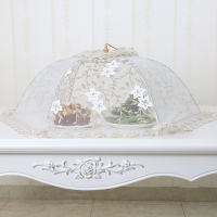 敬平(JING PING)可折叠遮盖菜罩厨房碗罩长方形饭桌罩圆形餐桌罩食物罩大号菜伞 大号立体绣枝条米色饭罩