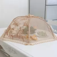 敬平(JING PING)可折叠遮盖菜罩厨房碗罩长方形饭桌罩圆形餐桌罩食物罩大号菜伞 大号羽毛刺绣菜罩咖色饭罩