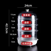 敬平(JING PING)苍蝇罩保温菜罩饭菜罩家用防苍蝇盖大号超大多层特大多功能餐桌罩 1热水盆+1高款+2矮款+1饭罩