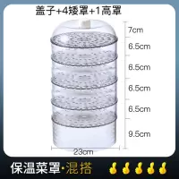敬平(JING PING)日式多功能厨房多用防护罩是保温锁鲜莱罩透明菜罩全透防尘保鲜罩 1盖子+1高格+4矮格(5-饭罩