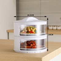 敬平(JING PING)保温菜罩家用多层饭菜餐桌盖菜罩子透明防苍蝇蚊防尘剩菜剩饭 盖子1+底座2(收藏加购后终饭罩