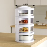 敬平(JING PING)保温菜罩家用多层饭菜餐桌盖菜罩子透明防苍蝇蚊防尘剩菜剩饭 盖子1+底座4(收藏加购后终饭罩