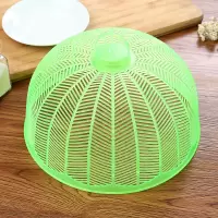 敬平(JING PING)6个装圆形迷你食物罩子饭菜罩防蝇罩餐桌罩可折叠塑料小号防尘 半透明绿色[6个装]饭罩