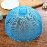 敬平(JING PING)6个装圆形迷你食物罩子饭菜罩防蝇罩餐桌罩可折叠塑料小号防尘 半透明蓝色[6个装]饭罩