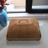 田园餐桌罩 精致竹编饭菜罩 手工剩菜盖伞餐厅食物防尘罩子防老鼠 敬平 长方款一套印尼藤52*36*6cm饭罩