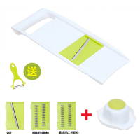 多功能切菜器刨丝器厨房萝卜擦丝器瓜切片器切土豆丝擦菜板 敬平 军绿色3刀+护手器送刮刀削皮器/切丝器