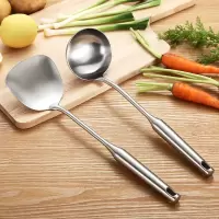 加厚不锈钢锅铲锅勺漏勺厨具套装炒菜铲子一体成型防烫炒铲汤勺 敬平 铲+勺(两件套)