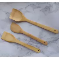 家用无漆无蜡竹煎铲平底锅专用楠竹锅铲炒菜实木铲子套装辅食煎蛋 敬平 竹煎铲+竹斜铲+竹锅铲有弯度