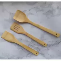 家用无漆无蜡竹煎铲平底锅专用楠竹锅铲炒菜实木铲子套装辅食煎蛋 敬平 竹煎铲+竹漏铲+竹锅铲有弯度