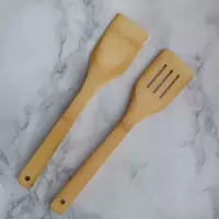 家用无漆无蜡竹煎铲平底锅专用楠竹锅铲炒菜实木铲子套装辅食煎蛋 敬平 竹煎铲送竹漏铲