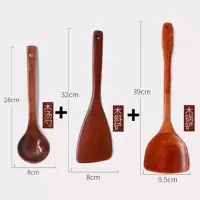 耐用竹制实木木铲子不粘锅专用炒菜汤勺竹子用斜产炒铲木锅铲。 敬平 39平锅铲+斜铲+汤勺