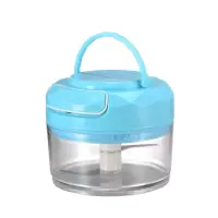拉蒜压蒜器碎蒜捣蒜泥蒜蓉搅蒜器切蒜绞蒜机厨房迷你手动电动 敬平 钻石蓝款有提手+备用刀片研磨碗(碎物器)