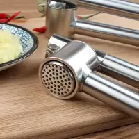 304不锈钢压蒜器大号加长蒜泥器手动蒜蓉夹压大蒜泥机挤蒜剥蒜器 敬平 加长款压蒜器研磨碗(碎物器)
