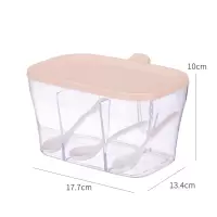 厨房组合调料盒套装佐料瓶分格家用调味罐大容量收纳盐罐味精罐子 敬平 粉橙色[3格分类]配3勺