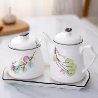 陶瓷调料瓶厨房家用醋壶酱油瓶油壶辣椒油罐味精盐调味罐组合套装 敬平 四季花-春夏