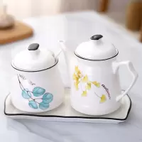 陶瓷调料瓶厨房家用醋壶酱油瓶油壶辣椒油罐味精盐调味罐组合套装 敬平 四季花-秋冬