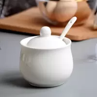 陶瓷油泼辣椒罐创意陶瓷调味罐厨房调味瓶罐调料瓶盒盐罐味精瓶 敬平 鼓型纯白