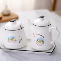 陶瓷调料瓶厨房家用醋壶酱油瓶油壶辣椒油罐味精盐调味罐组合套装 敬平 呆萌小鸟(蓝色)