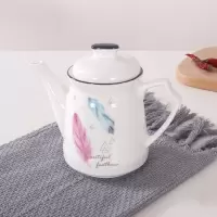 北欧陶瓷调味套装厨房油盐罐家用调料盒油瓶组合味精辣椒油罐醋壶 敬平 [羽毛]壶—送标签贴调味罐