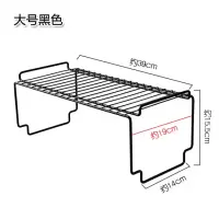 可伸缩铁艺厨房分层置物架橱柜碗碟架厨具沥水收纳架家用隔层架子 敬平 可叠加黑色大号置物架