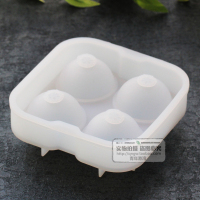 做水信玄饼模具大号diy冰球盐渍樱花白凉粉果冻材料球形冰格带盖 敬平 四孔透明4.5cm[带塞子]送漏斗