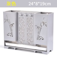 壁挂式筷子筒创意筷托沥水筷子笼家用筷笼筷筒厨房餐具勺子收纳盒 敬平 透气沥水款(灰色)可粘贴免打孔-