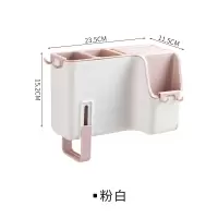 筷子篓置物架笼家用创意收纳盒厨房筒沥水快桶多功能放勺子的餐具 敬平 至尊款-粉白筷笼