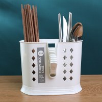 筷子筒筷笼子沥水创意家用厨房多功能放收纳盒的托快子勺子桶架篓 敬平 2622底部加宽白色+送粘钩两个