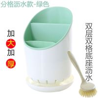 可拆卸塑料沥水筷子架多功能家用筷笼厨房餐具收纳架筷子筒筷篓子 敬平 北欧绿+送10双筷子+送1双手套