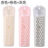 筷子篓筷子置物架带盖壁挂式免打孔家用收纳盒筷子笼厨房装筷子筒 敬平 3个装[灰色+粉色+杏色]筷笼