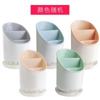 筷子娄家用塑料壁挂式多功能厨房创意筷子筒沥水筷笼放餐具收纳架 敬平 圆形颜色随机