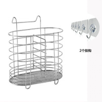 沥水家用置物架大号筷笼挂壁式厨房快子楼栏筷子筒插简约专用 敬平 圆形+2挂钩