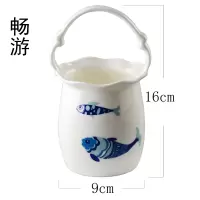 中式骨瓷家用套装厨房餐桌大容量收纳用品筷子筒筷子笼篓沥水花篮 敬平 畅游系列花篮(不含勺子)筷笼