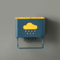 壁挂式筷子篓置物架沥水筷架笼筷笼筷筒厨房免打孔餐具勺子收纳盒 敬平 深蓝带4钩1杆可拆卸